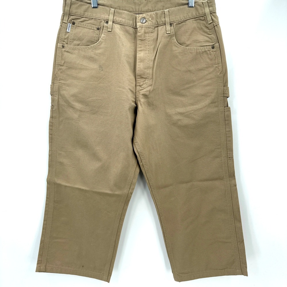 Carhartt‎ Loose Fit Workwear Pants Khaki Tan Carpenter Utility Size 36x32